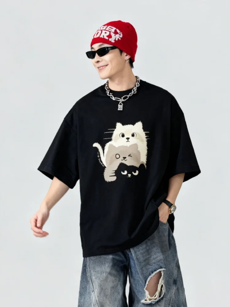 FOG X 11EZAT Unisex Streetwear 2026 Short-Sleeve T-Shirt Cat Graphic Crewneck Unisex Fashion Collaboration