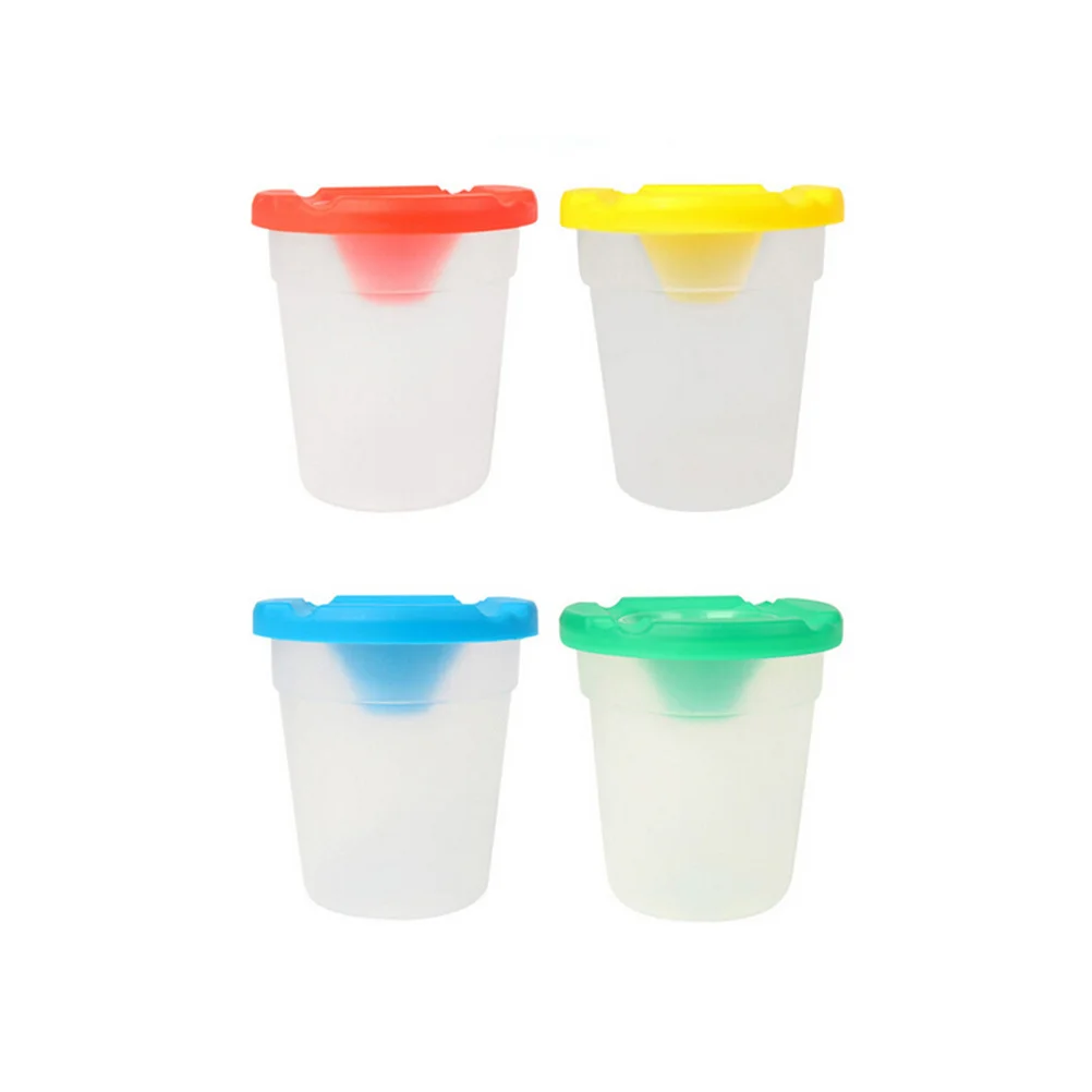 

8 Pieces Spill Proof Paint Cups Colored Lids Brush Holder Painting Set Drawing Accessories Leak Proof Paint Cups