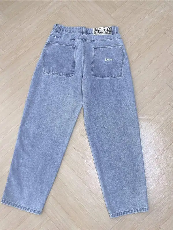 

Dime Baggy Loose Fit Straight Leg Cotton Denim Pants Embroidered Casual Long Trousers Youth Faion Jeans Casual Pants