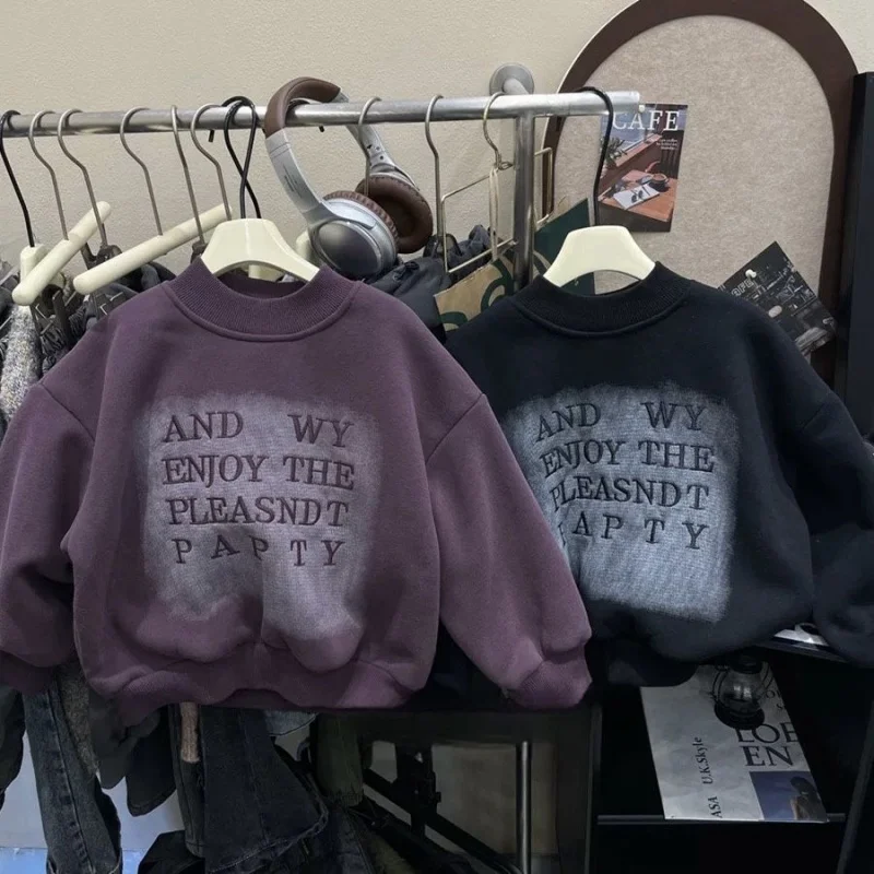Boys Round Neck Sweatshirt High-quality Sweatshirt 2026 New Products Tie-dye Tops for Children Children's Clothing Gifts 2-10T