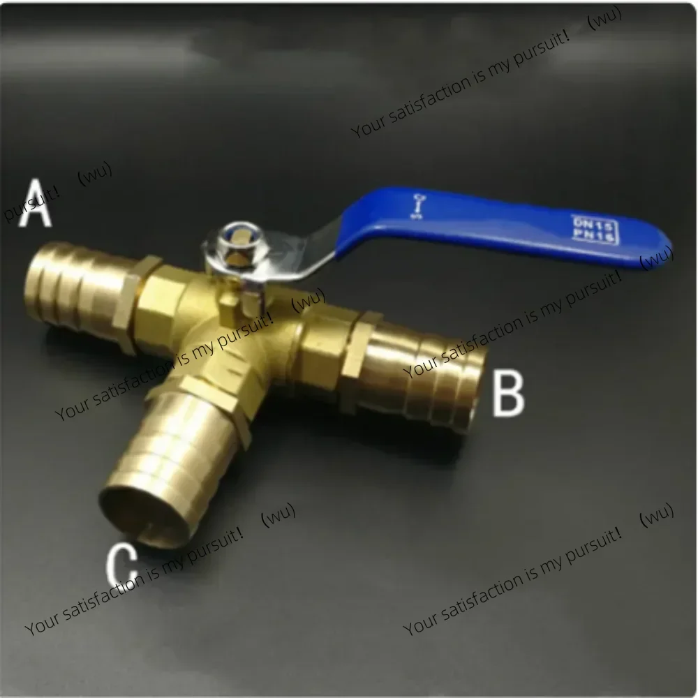 6/8/10/12/14/16 mm hose sleeve T-way brass ball valve for water, oil, air