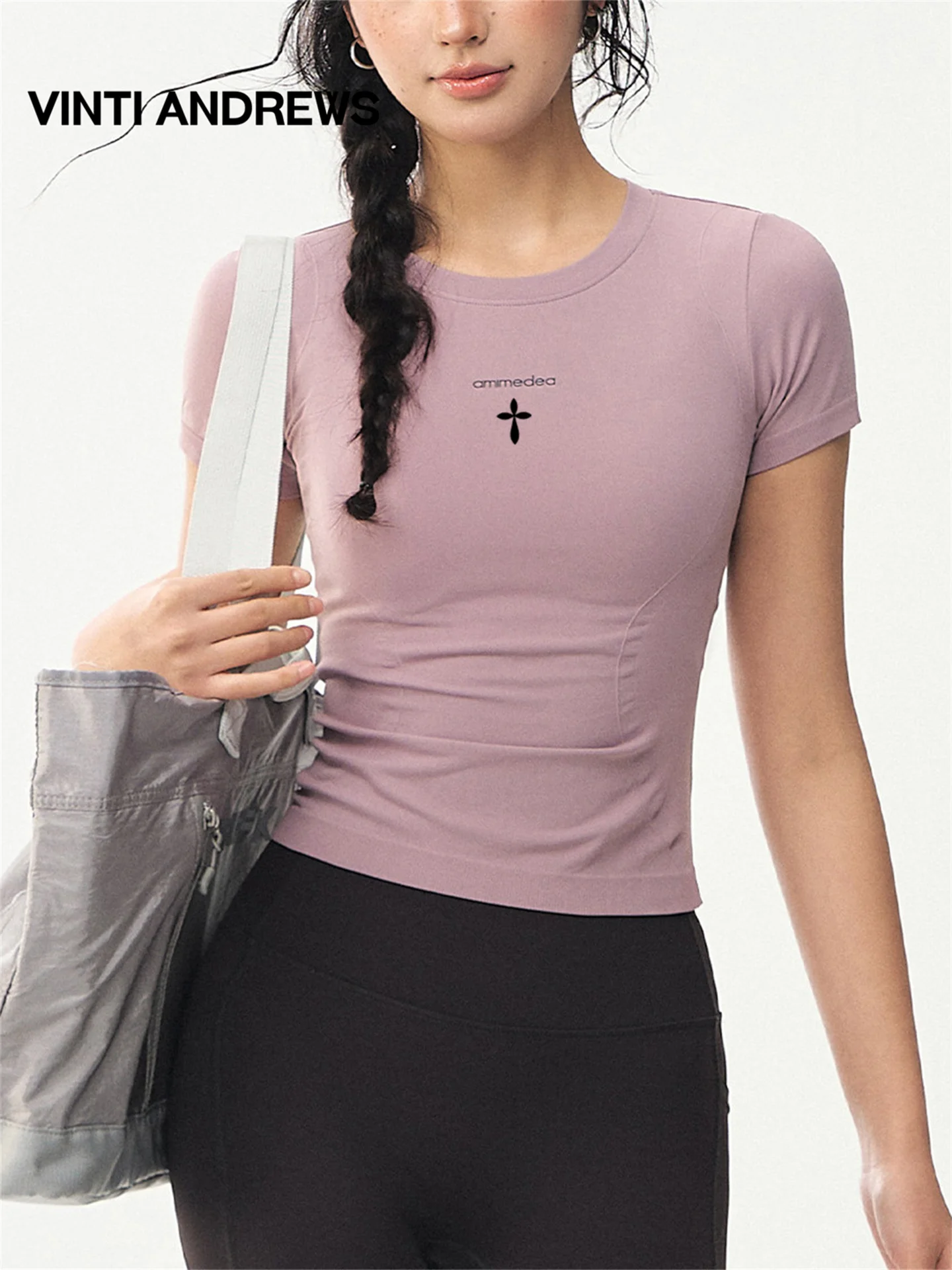 

Новая женская футболка VINTI ANS: высокоэластичная, облегающая, для йоги, спорта, бега, фитнеса, повседневная одежда