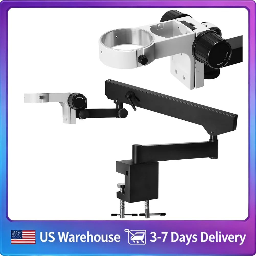 

Шарнирная регулируемая стойка для микроскопа с зажимом для стола, металлический телескопический складной кронштейн для стереоскопического бинокулярного микроскопа