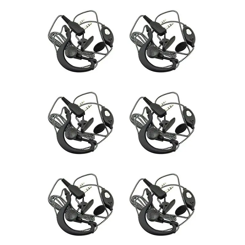 

24-Hour Delivery 6X 2PIN Earpiece Headset Mic For Radio Security Walkie Talkie High Quality Ear Hook Earbud Interphone For BAOFE