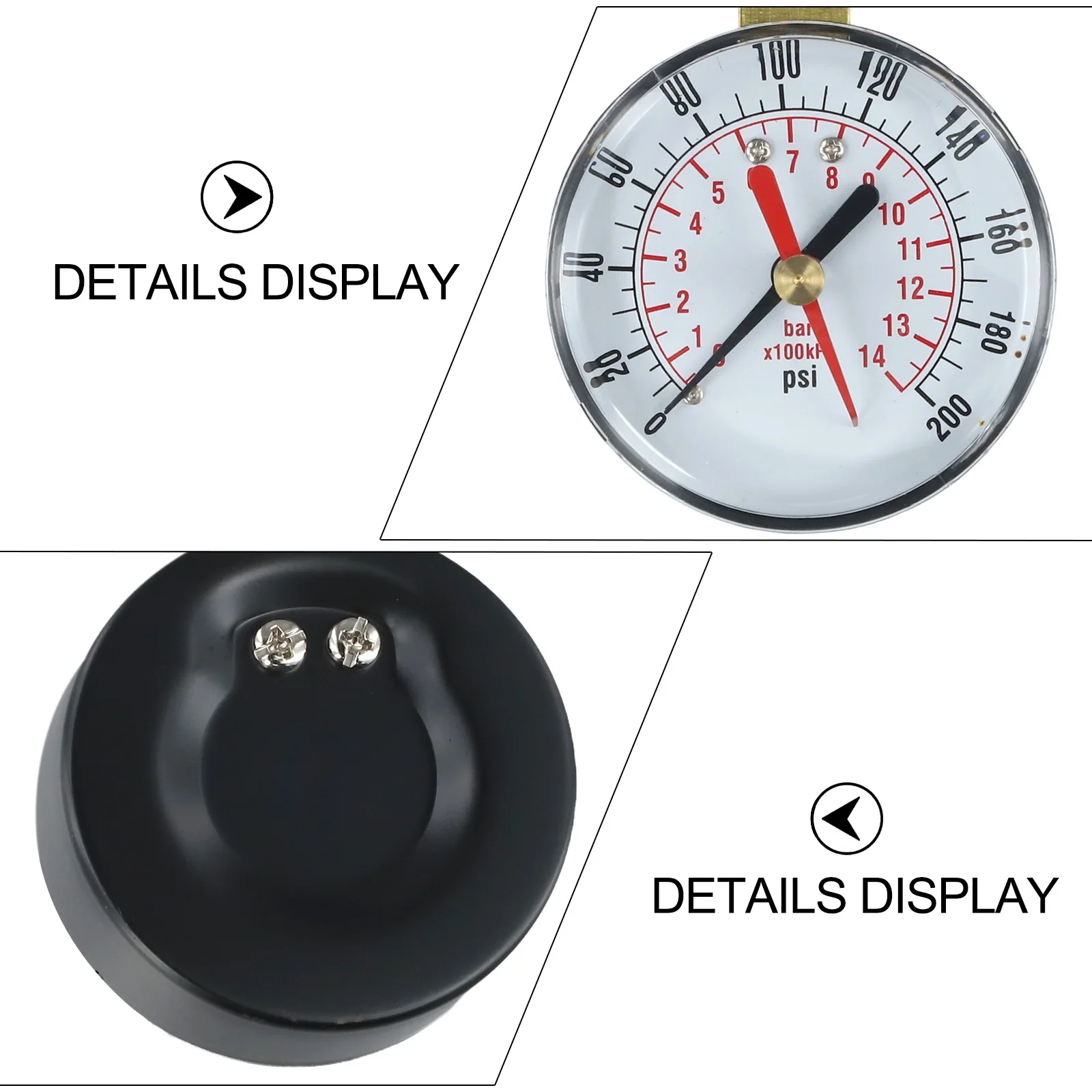 

Glycerin Filled Water Pressure Test Gauge 0 200psikpa Range Stainless Steel Case with Waterproof and Anti Fog Design