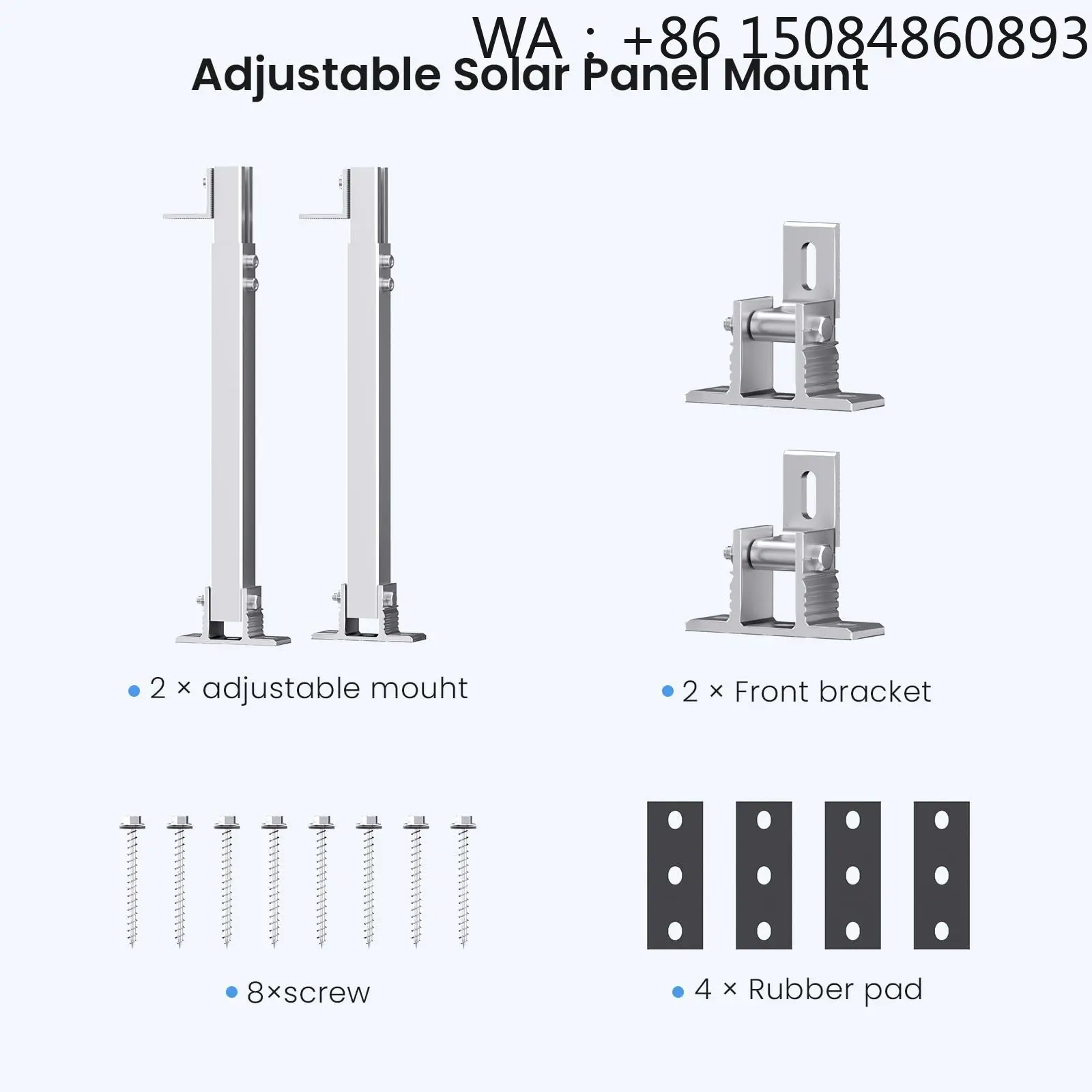 Adjustable Rear Leg Aluminum PV Bracket, Flat & Tile Roof Dual-Purpose Solar Mount Accessories, In-Stock Fast-Delivery Pa