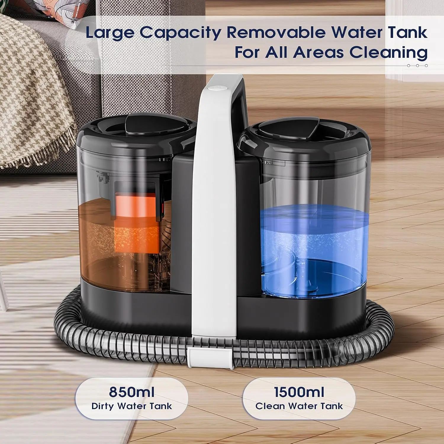 New Portable Carpet Upholstery Cleaner Machine Spot Stain Deep Cleaner 500W motor Powerful Suction With Two-Brush for Pets