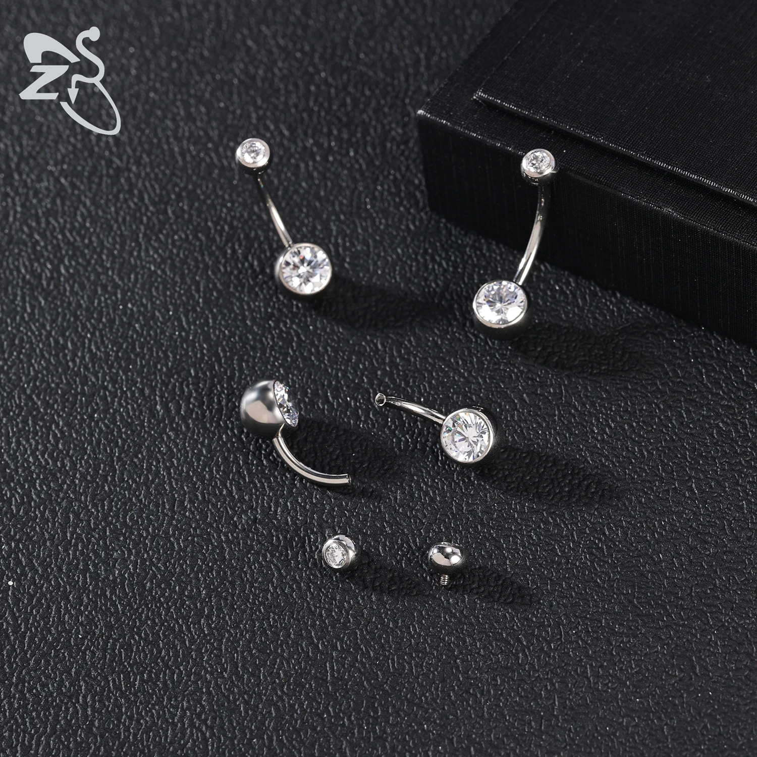Women's G23 Titanium Belly Button Ring with CZ Crystal