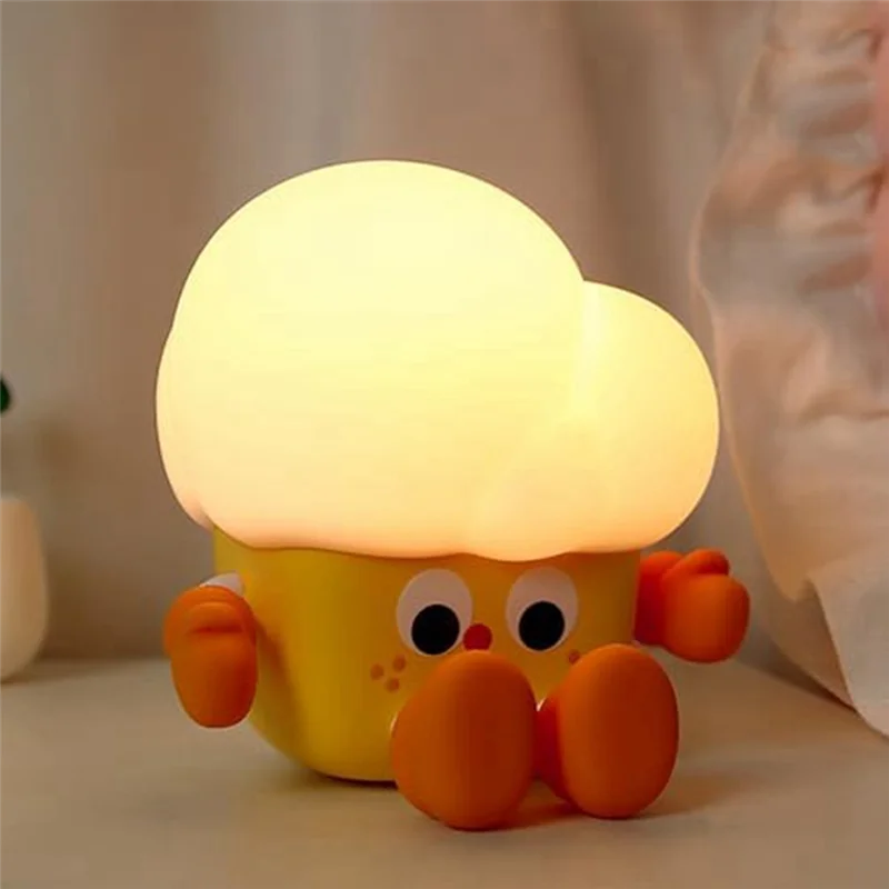 Kit Set Lampu Malam Popcorn Lampu Malam Licin LED, Lampu Baru Popcorn Kit Lampu Sentuh Isi Ulang 3 Tingkat Lampu Malam Dapat Diredupkan