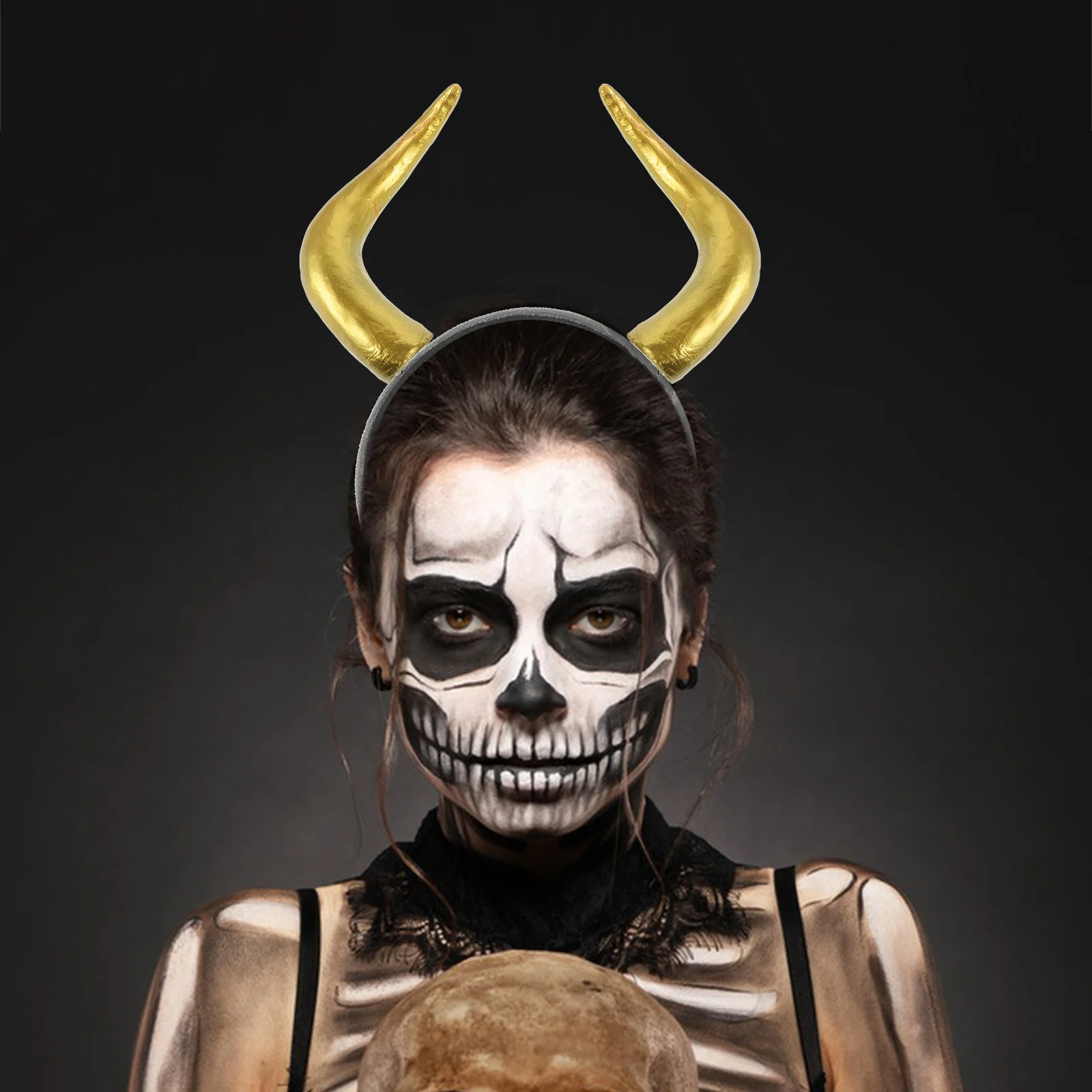 Simulation Ox Horns Headband Plastic Costume DIY Prop Bull Imitation Halloween Cosplay Artificial Hair Clasp