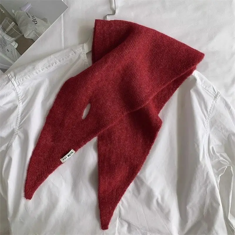 Einfarbig Dreieckstuch Frauen Koreanische Britische Nische Kleine Schal Dreieck Schal Warme Gestrickte Kopftuch Geschenk Warm Hals