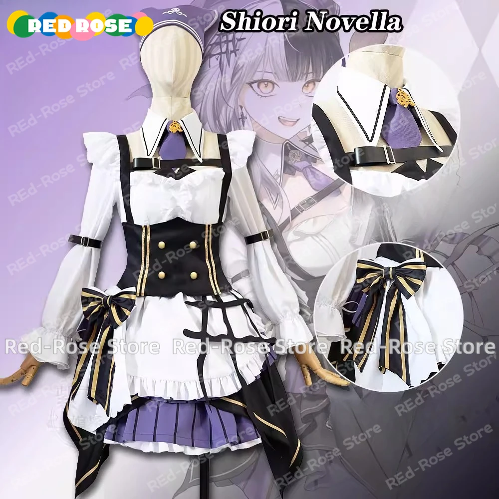 

Hololive English-Advent Shiori Novella Cosplay Costume Uniform Dress with Hat Halloween Carnival Party Outfit Women