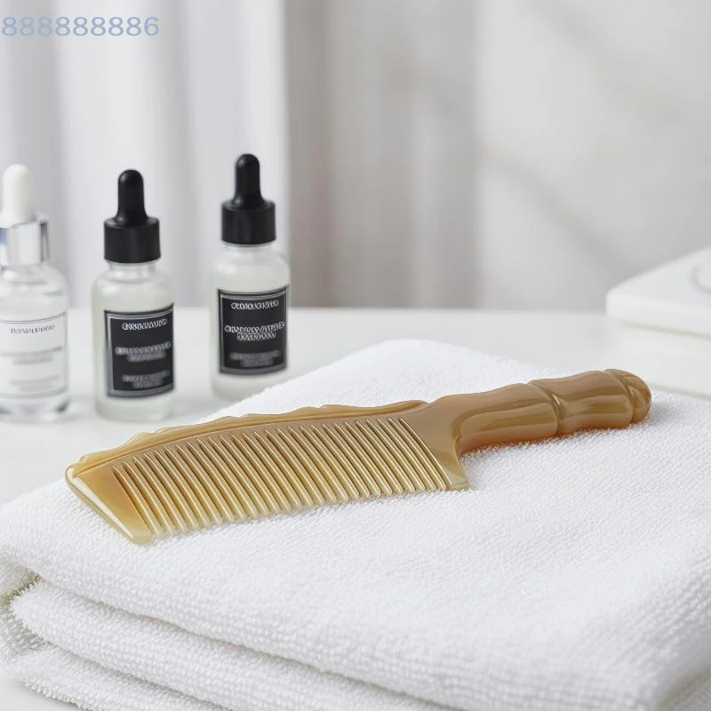[B]Natural Ox Horn Hair Comb Detangler with Smooth Finish Minimizes Hair Breakage Ideal for Sensitive Scalp Care