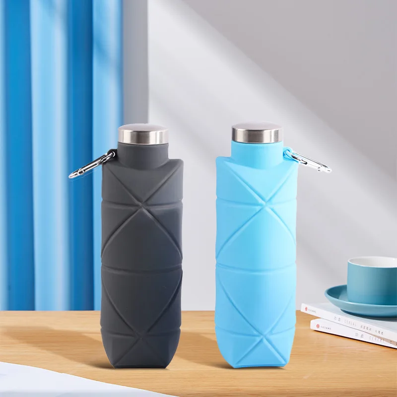 Silicone Water Bottle Foldable Diamond Outdoor Creative Food Grade Silicone Portable Water Bottle Portable Anti Drop