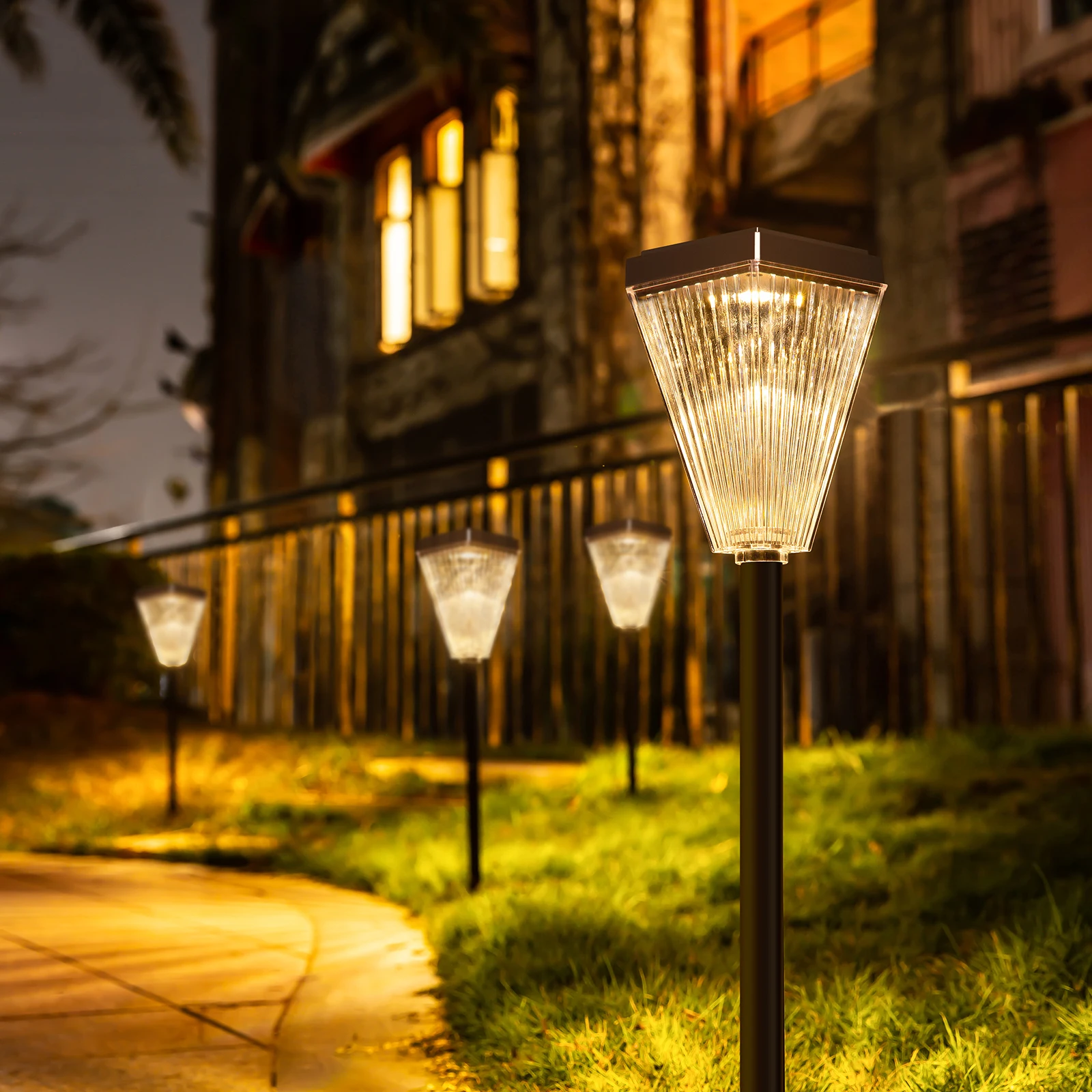 IP65 luci solari da giardino impermeabili per esterni luci solari per percorsi paesaggistici luci solari per prato Multi colore Patio Yard Pathway