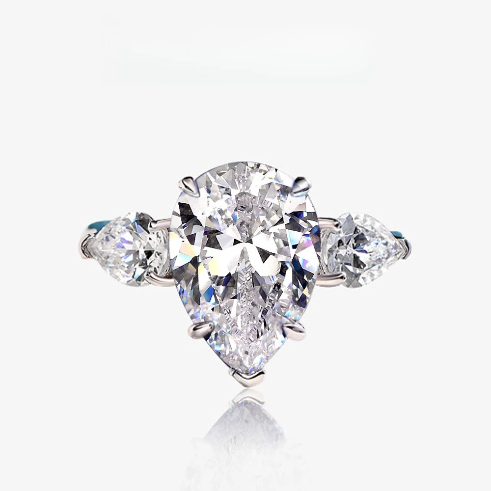 

Серебряное кольцо S925 с цирконом в форме капли 10*14 мм, 6 карат, минималистичное персонализированное украшение для женщин