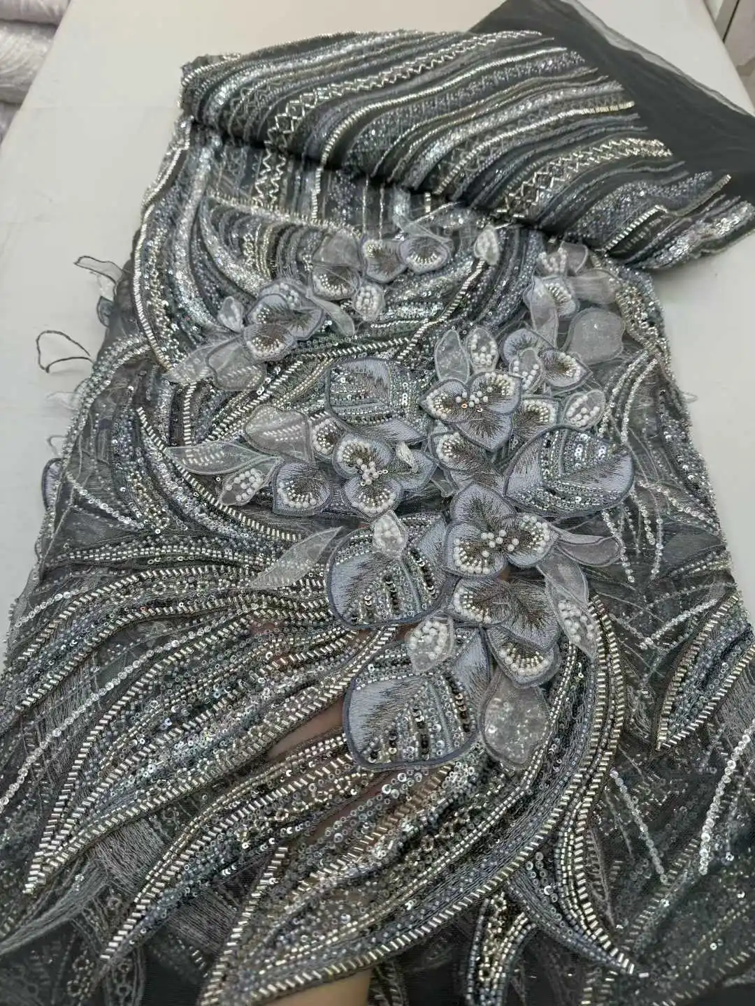 

African Lace Fabric 2026 Luxury Sequins Beaded Embroidery Groom Nigerian Bridal High Quality French Gary Lace Fabric For Dress