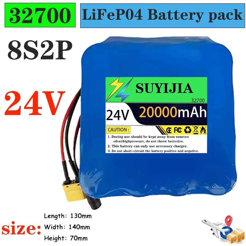 Enhanced 24V 32700 8S2P 20000mAh Battery Pack with 15A BMS Lithium Iron Phosphate Backup Battery for Camping High Quality Solar