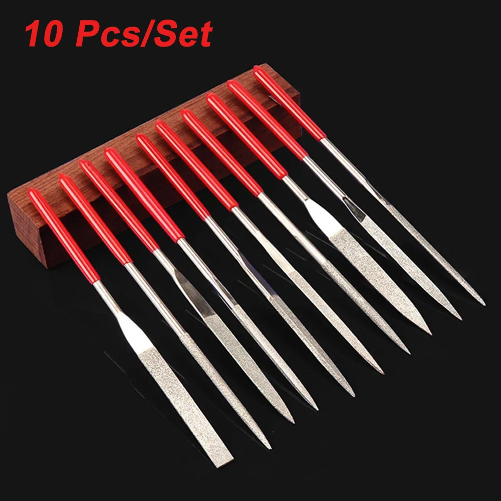 10Pcs/Set Diamond Needle File Set For Jewelry Metal Wood Ceramic Glass Stone Craft Sharping Working Hand Carving Tool