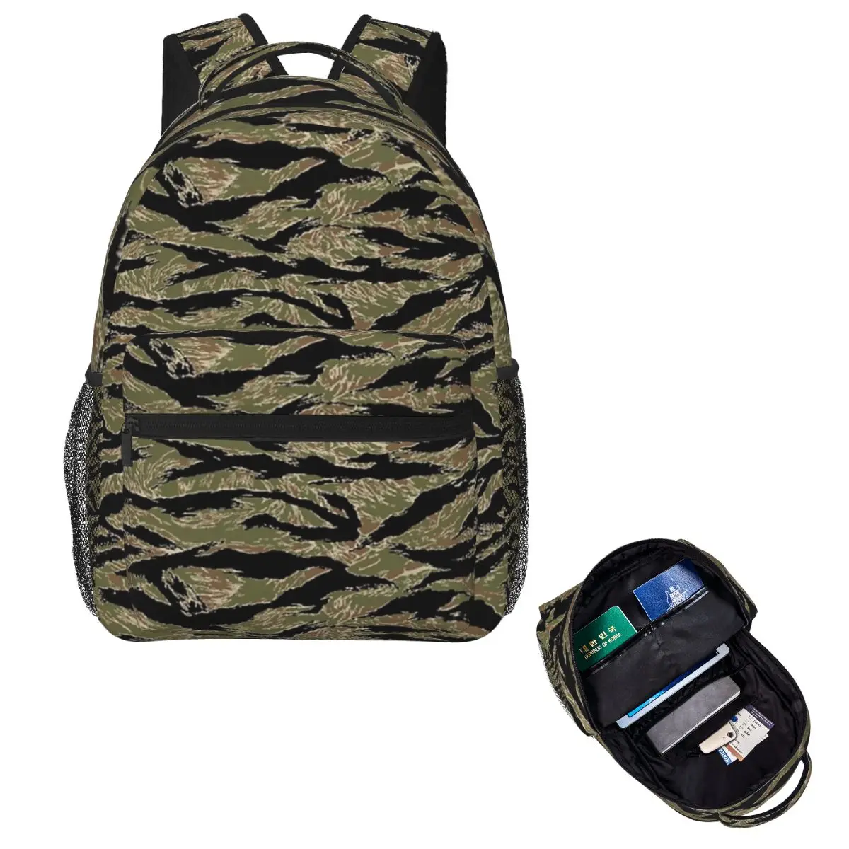 Tiger Stripe Camouflage Military Camo Backpack Hot Sale Daypack Large Capacity Boys Girls BookBag School Bag Shoulder Bags