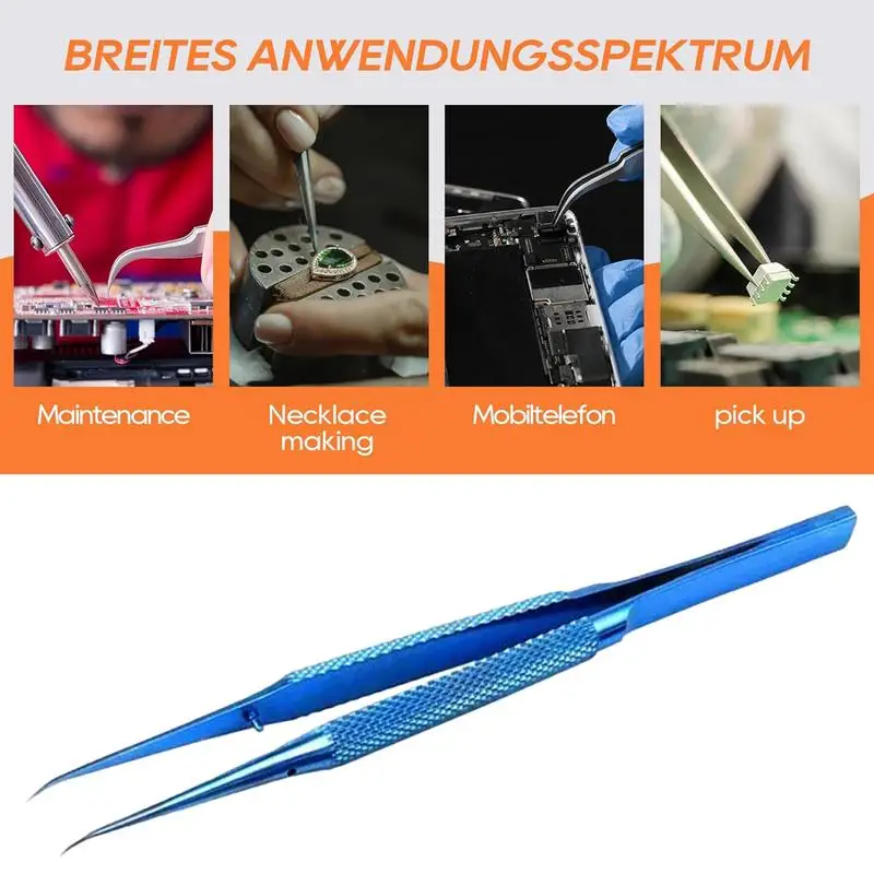 Pointy Tweezers Thin Tweezers Pointed Tip Non-Magnetic With Storage Box Fine Point Tweezers Precision 5.5 Inches Titanium Alloy