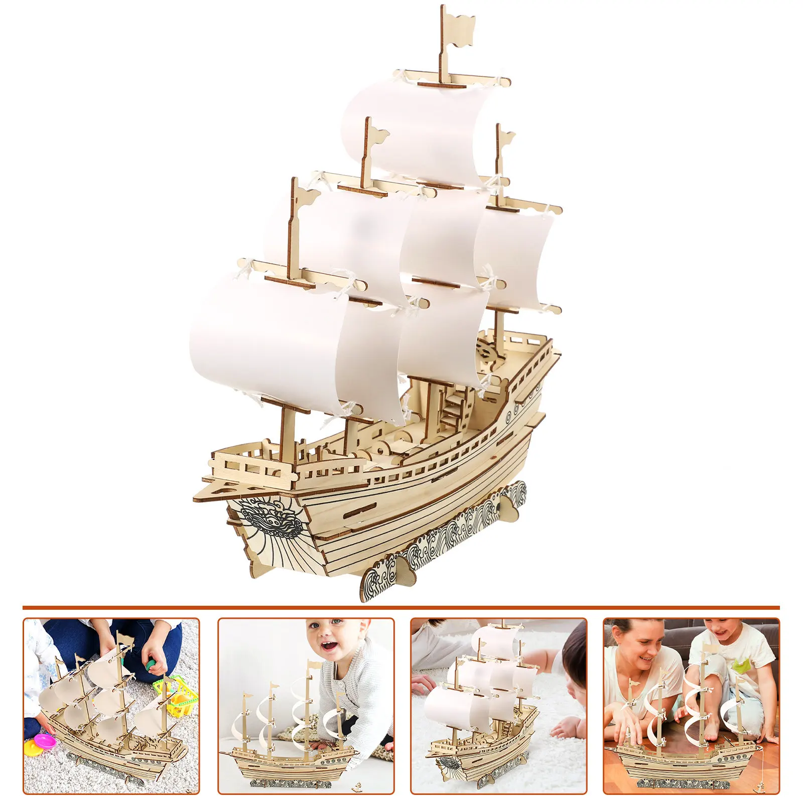 

1Set 3D Puzzle Ship Wooden Sailboat DIY Assemble Kit Creative Educational Decorative Fun Gift Wooden Puzzle for Adults