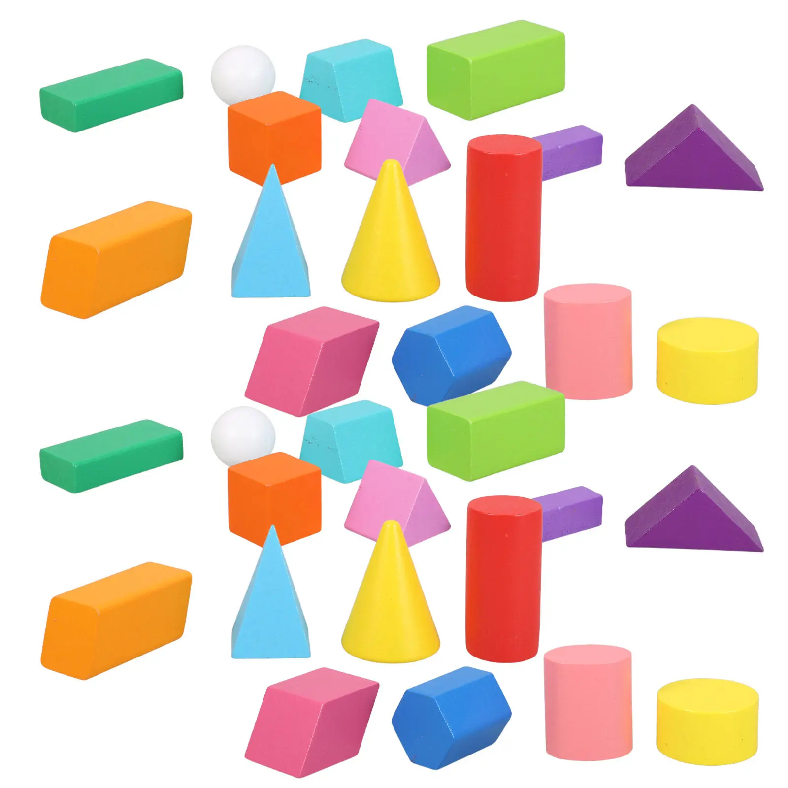 

45Pcs Kids Geometric Shape Wood Blocks Set Colorful Sorting Cognition Preschool Kindergarten Home School Educational Learning