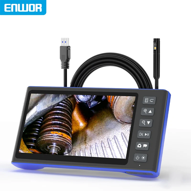 7-inch IPS Screen Endoscope 3.9/5.5/8mm Camera 1080P Split Design 1-15m Rigid Cable Triple Autofocus Borescope Camera for Engine