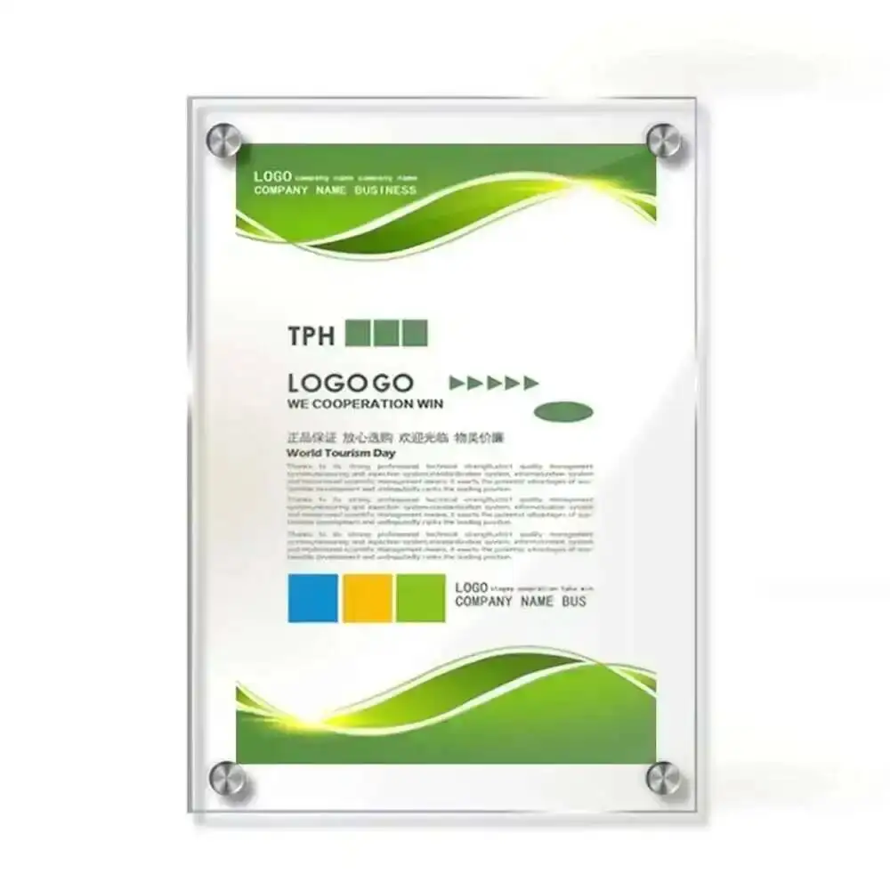 1pc A4 Acrylic Picture Photo Sheet Plexiglass Poster Display Frame Wall Mounting Holder Stand