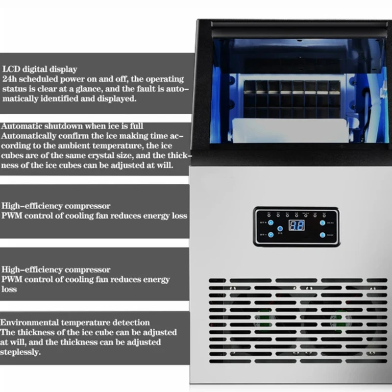 상업용 아이스 메이커, 자동 가정용 아이스 머신, 바, 커피숍, 티숍용, 60kg, 80kg