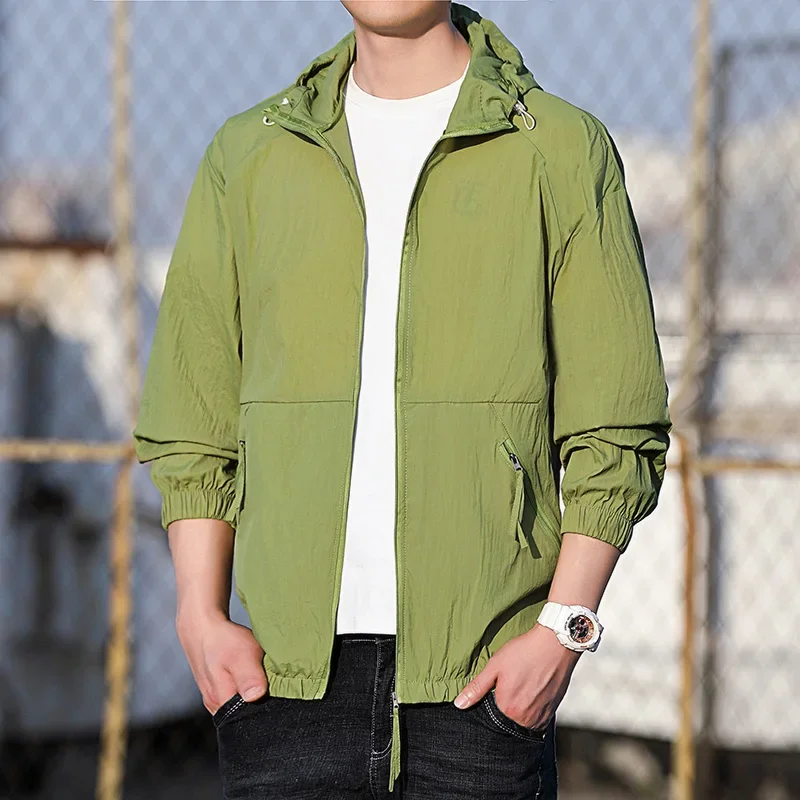 UPF50+ Men's Sunscreen Clothing 2024 Summer Outdoor UV Protection Bike Riding Hooded Coat Simple Fashion Couple Skin Clothes