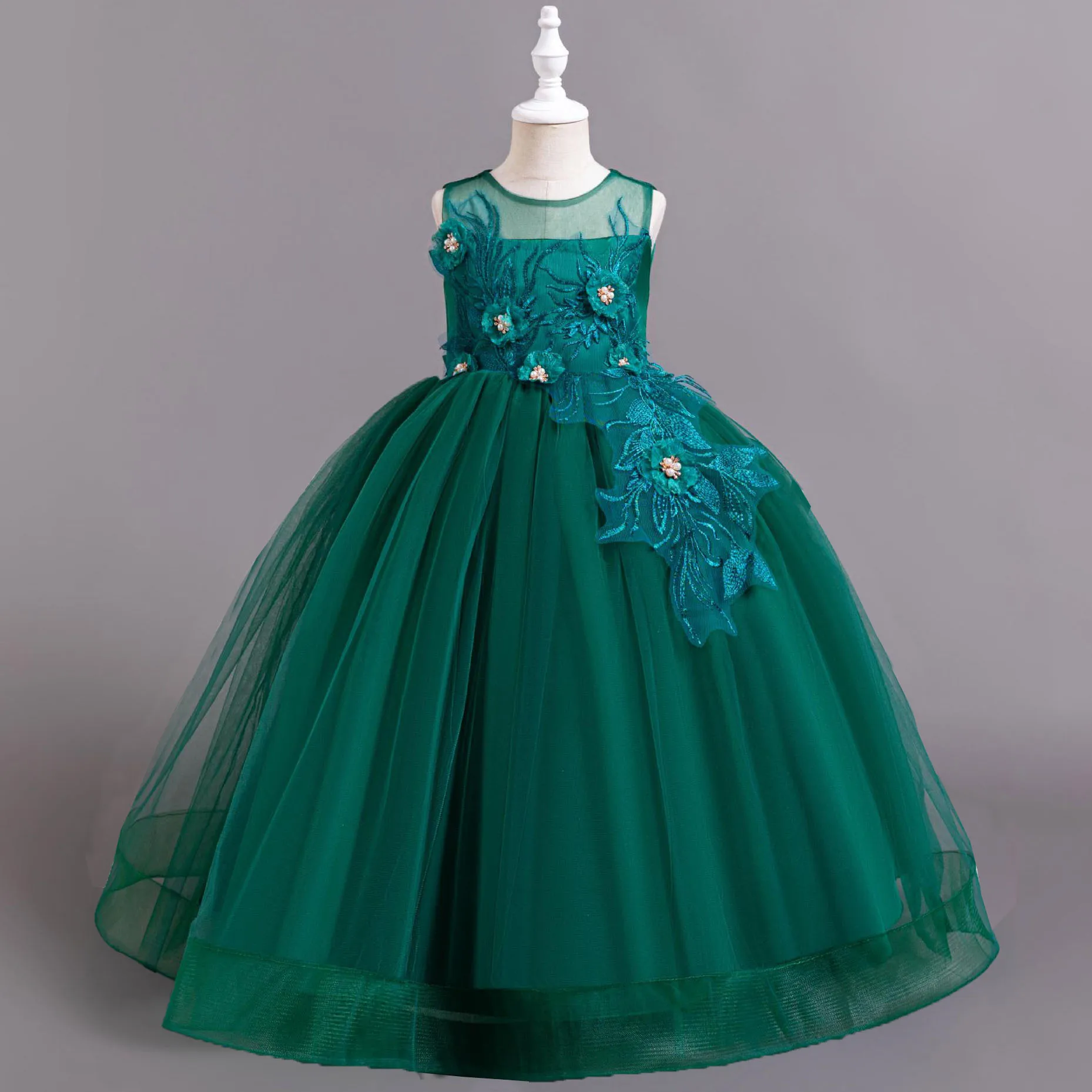 Charlotte-vestido de novia bordado para niñas pequeñas y grandes, vestido de desfile Formal con estilo, boda, dama de honor, niña de las flores, fiesta de cumpleaños, 4-10 años