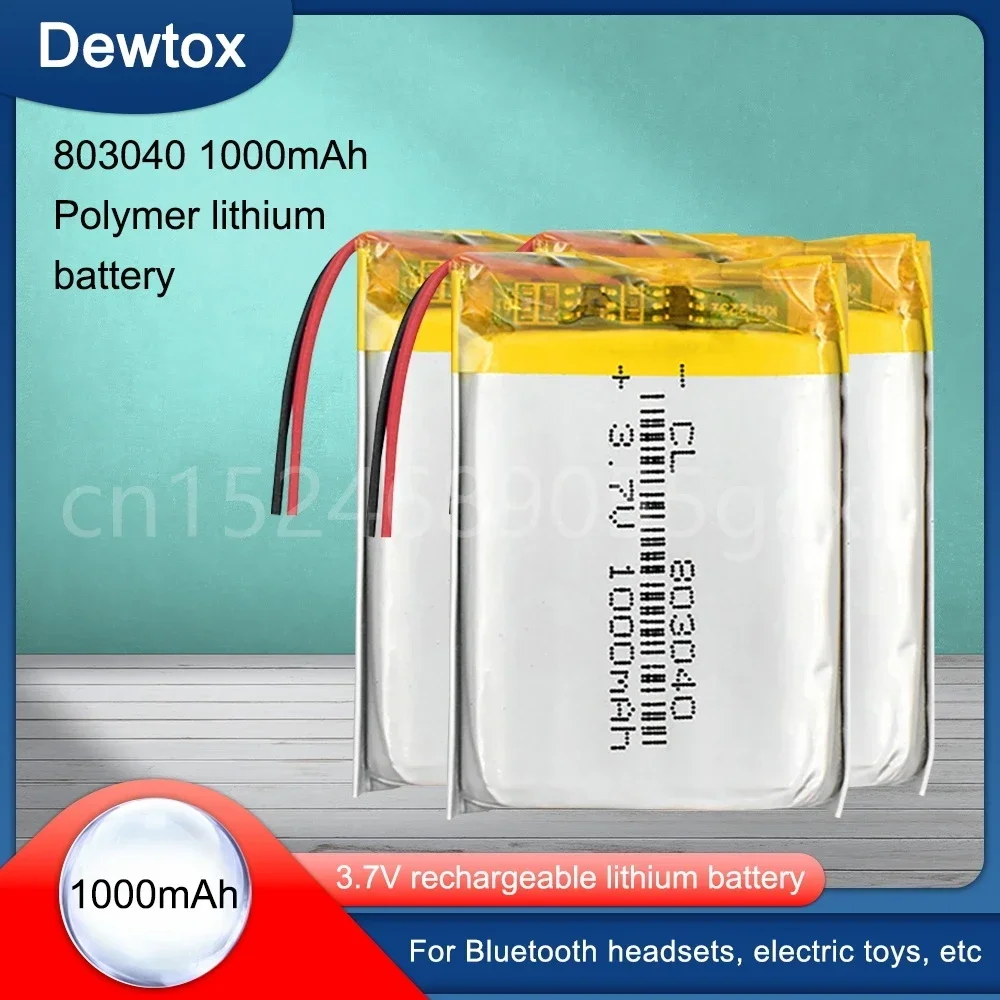 803040 3.7v 1000mAh li-ion Lipo cells Lithium Li-Po Polymer Rechargeable Battery For Bluetooth speaker PDA Tachograph toys