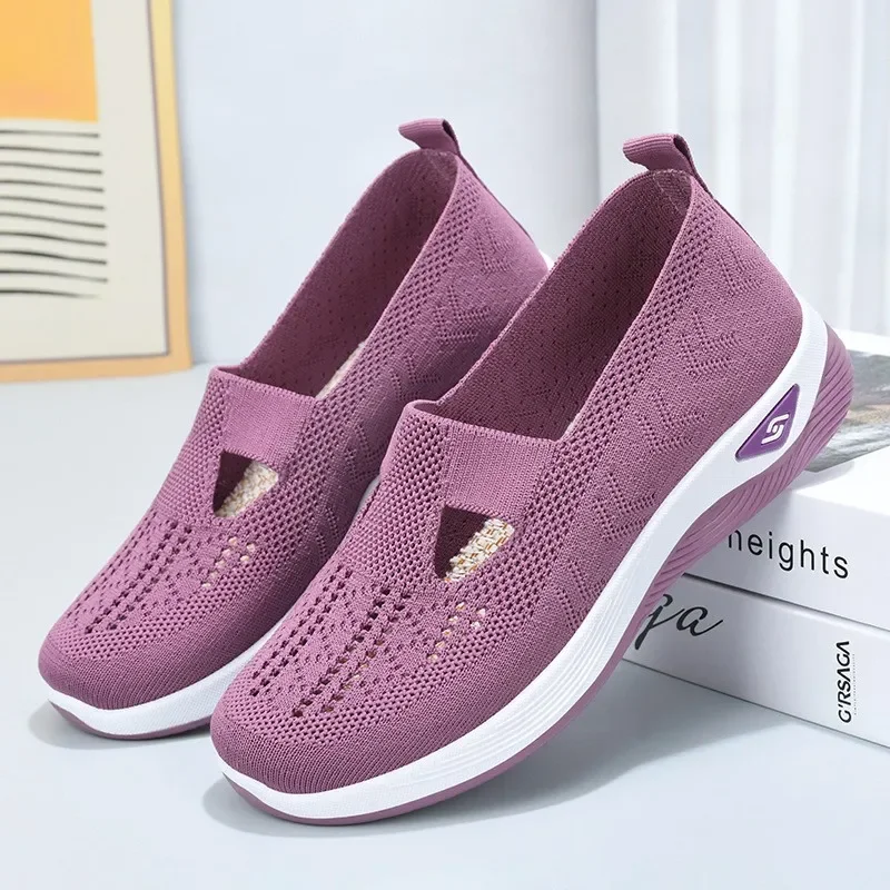 

Women's Casual Shoes Flying Mesh Flat Sole One Kick Women's Sports Shoes Leisure Breathable Anti-Slip Sole Zapatillas De Mujer