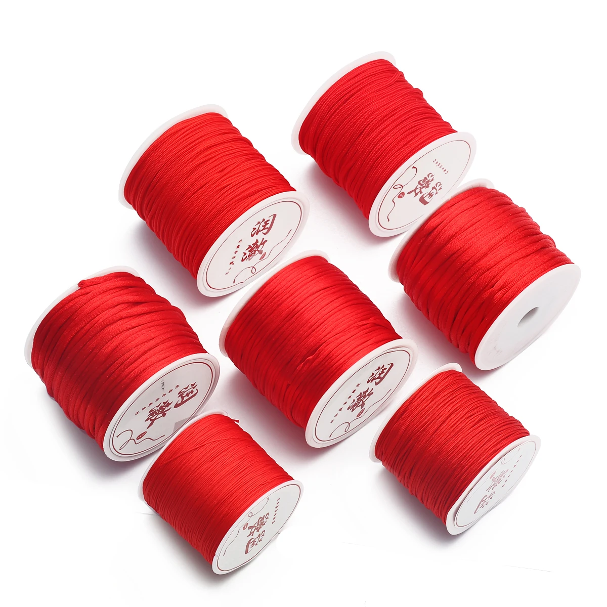 0.4-2.5mm Red Nylon Cord Thread Chinese Knot Rattail Satin Macrame Cord Bracelet Braided String Beading Thread Handmade Gifts