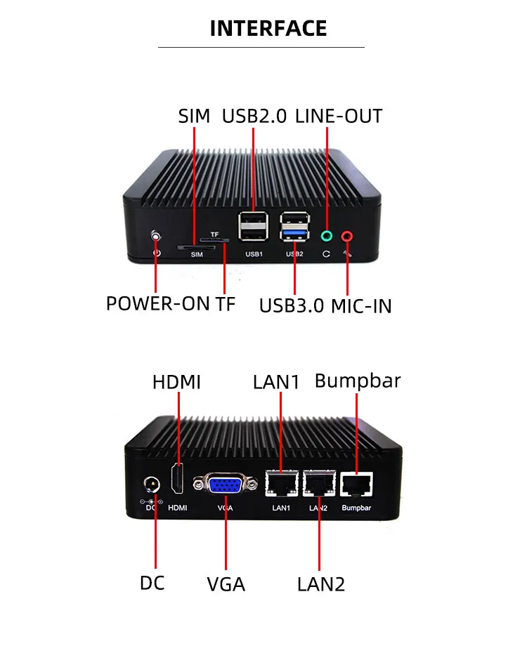 Mini PC Industrial de 12 voltios con puerto Serial