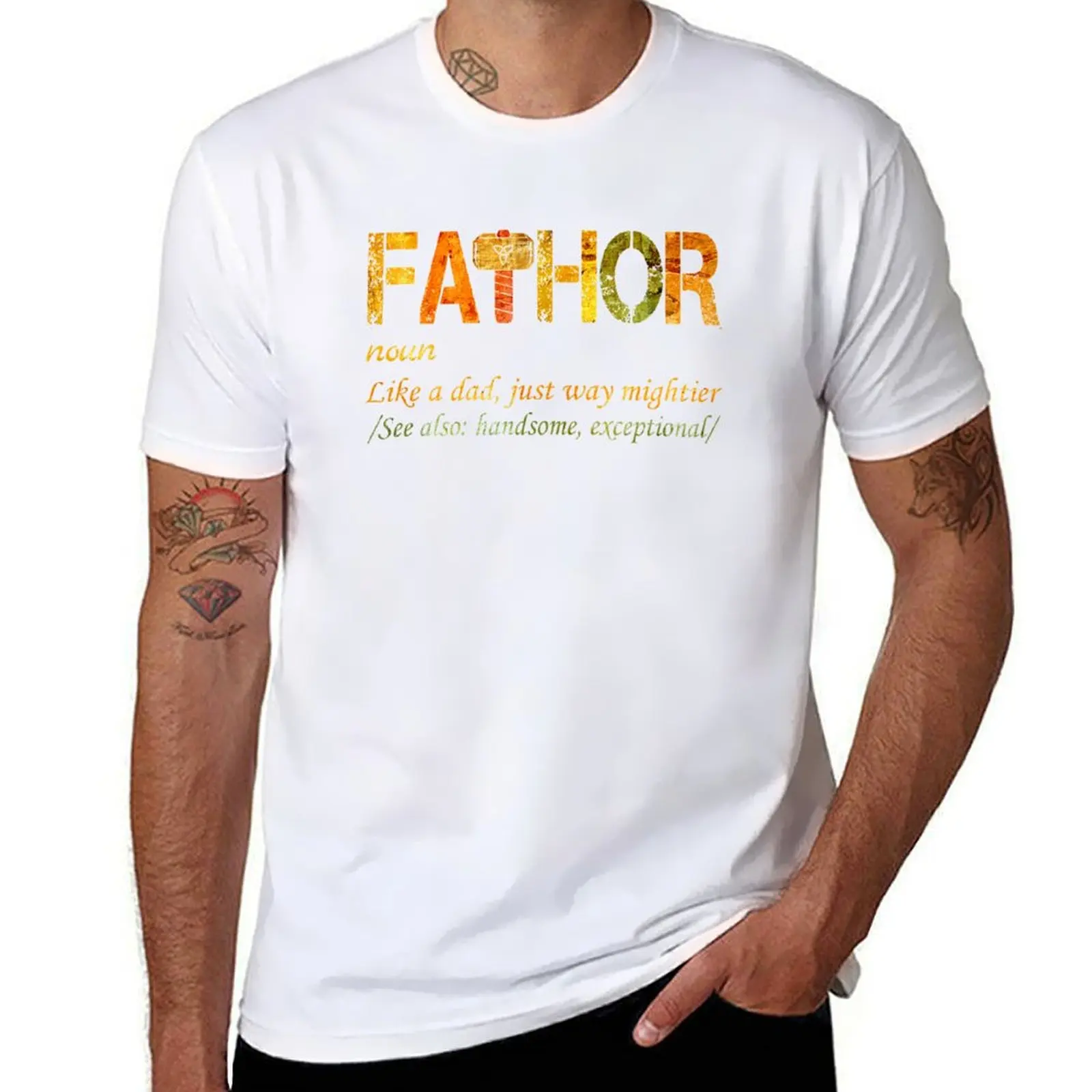 

Fa-Thor Like Dad Just Way Mightier Hero T-Shirt Big and Tall Short Sleeve Tee