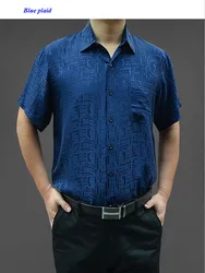 100% natural silk short-sleeve shirt men,pure silk business casual plaid shirts,100% silk turn-down collar men shirt