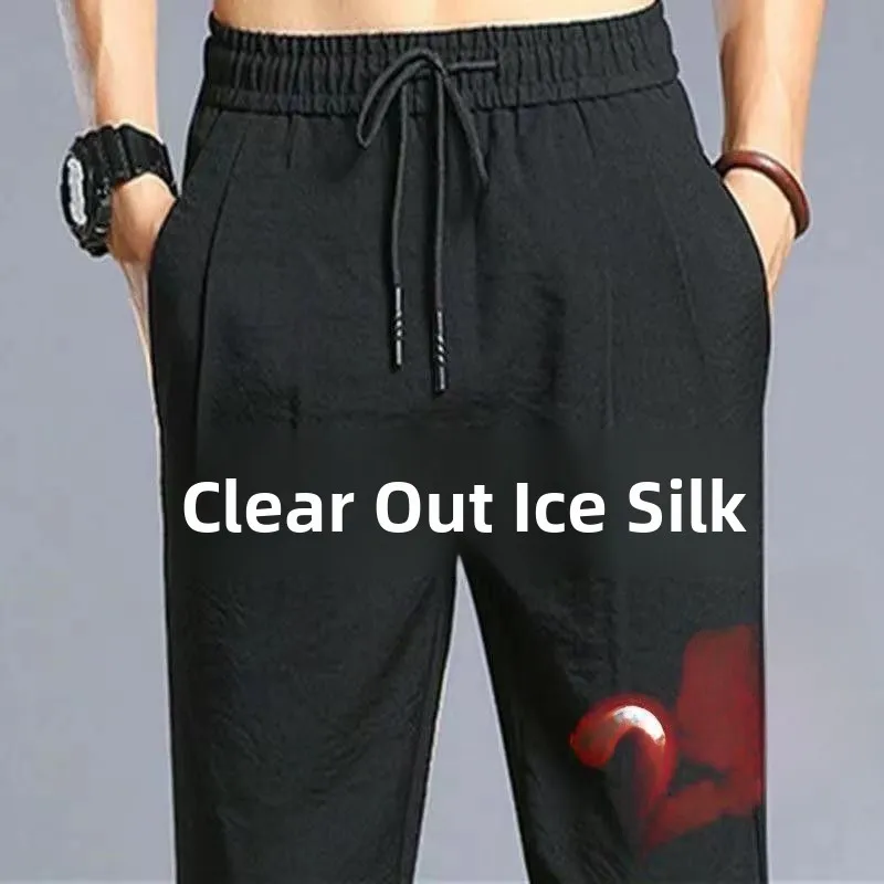

Ice Silk Breathable Elastic Waist Casual Sports Pants Ultra-Thin Slim Fit Versatile Men's Mid-Aged And ly Pants