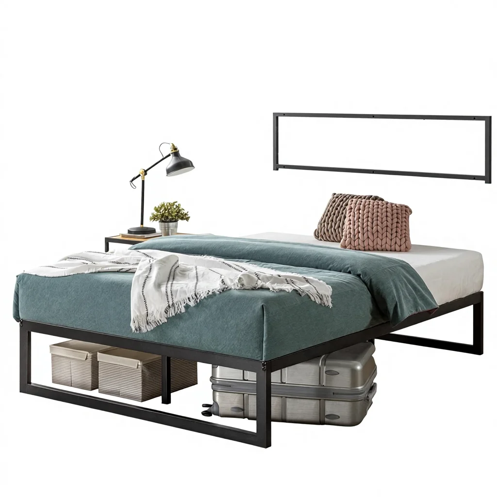 #Modern Metal Platform Bed Frame/Mattress Foundation Steel Slat Support/No Box Spring Needed/Easy Assembly King