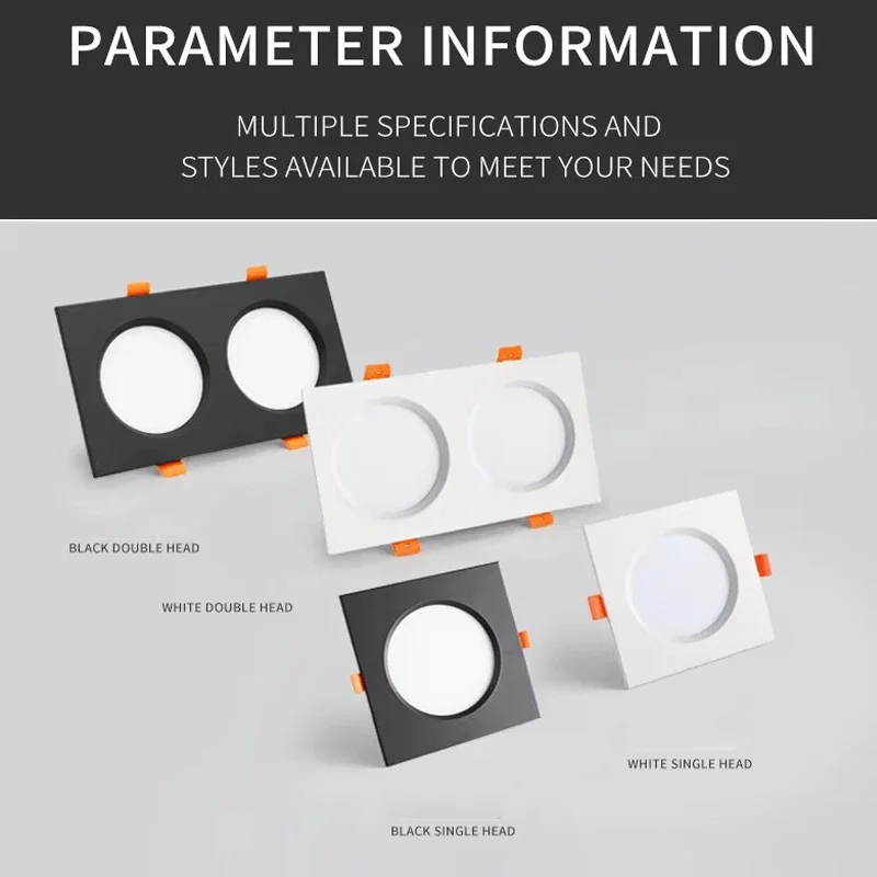 

High Brightness Square LED Panel Light Ultra Thin 5W 7W 12W 18W 24W Recessed Ceiling Grid Downlight for Indoor Commercial Use
