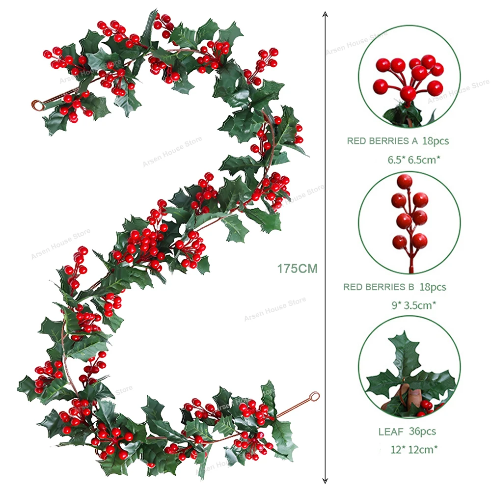 Red Berry Christmas Garland 6