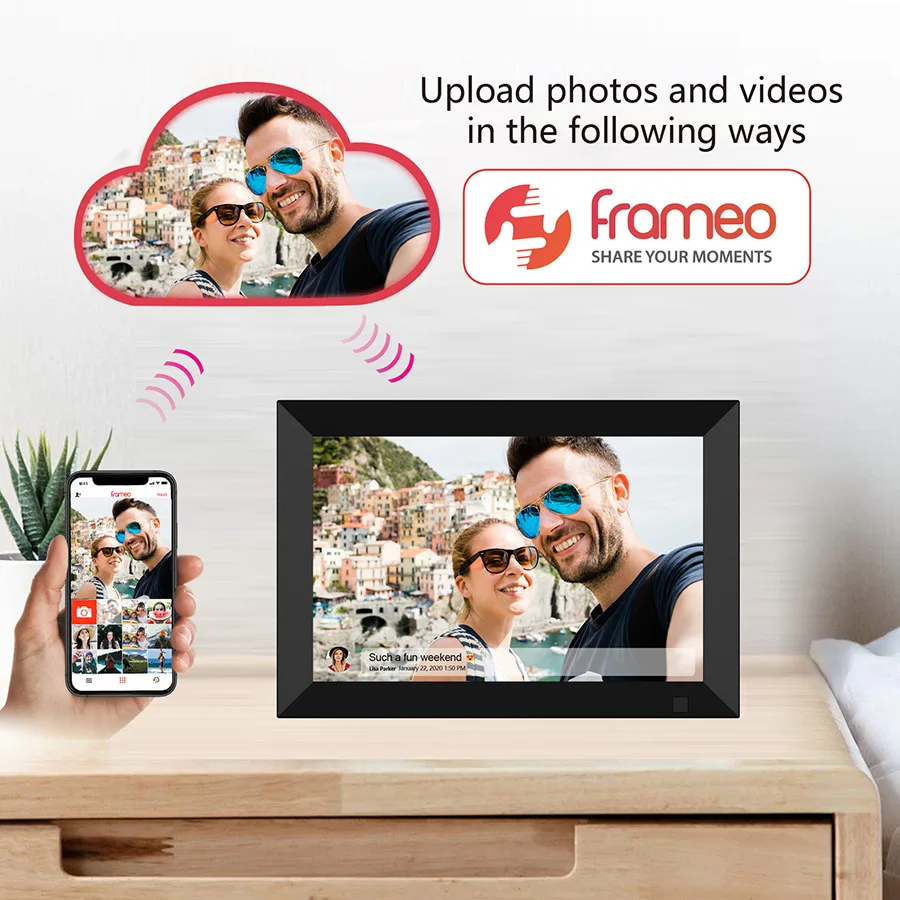 

Digital Picture Frame10.1 Inch Bulid in 32G Memory WiFi Smart Frame Cloud Photo Touch Cloud Album Room Bed desk Decorative