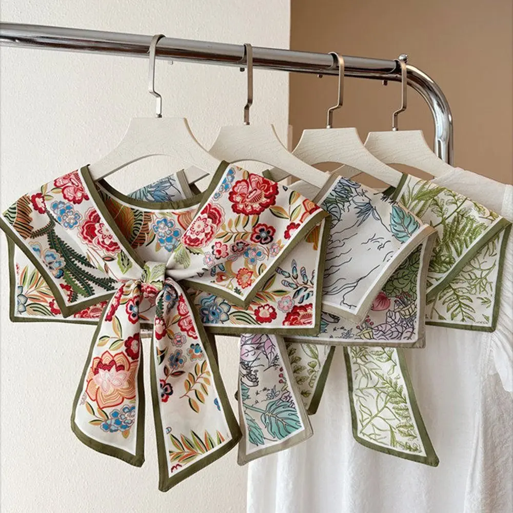New Summer Shirt Fake Collar Detachable Vintage False Fake Collar Floral Pattern Versatile Shoulder Wraps Women