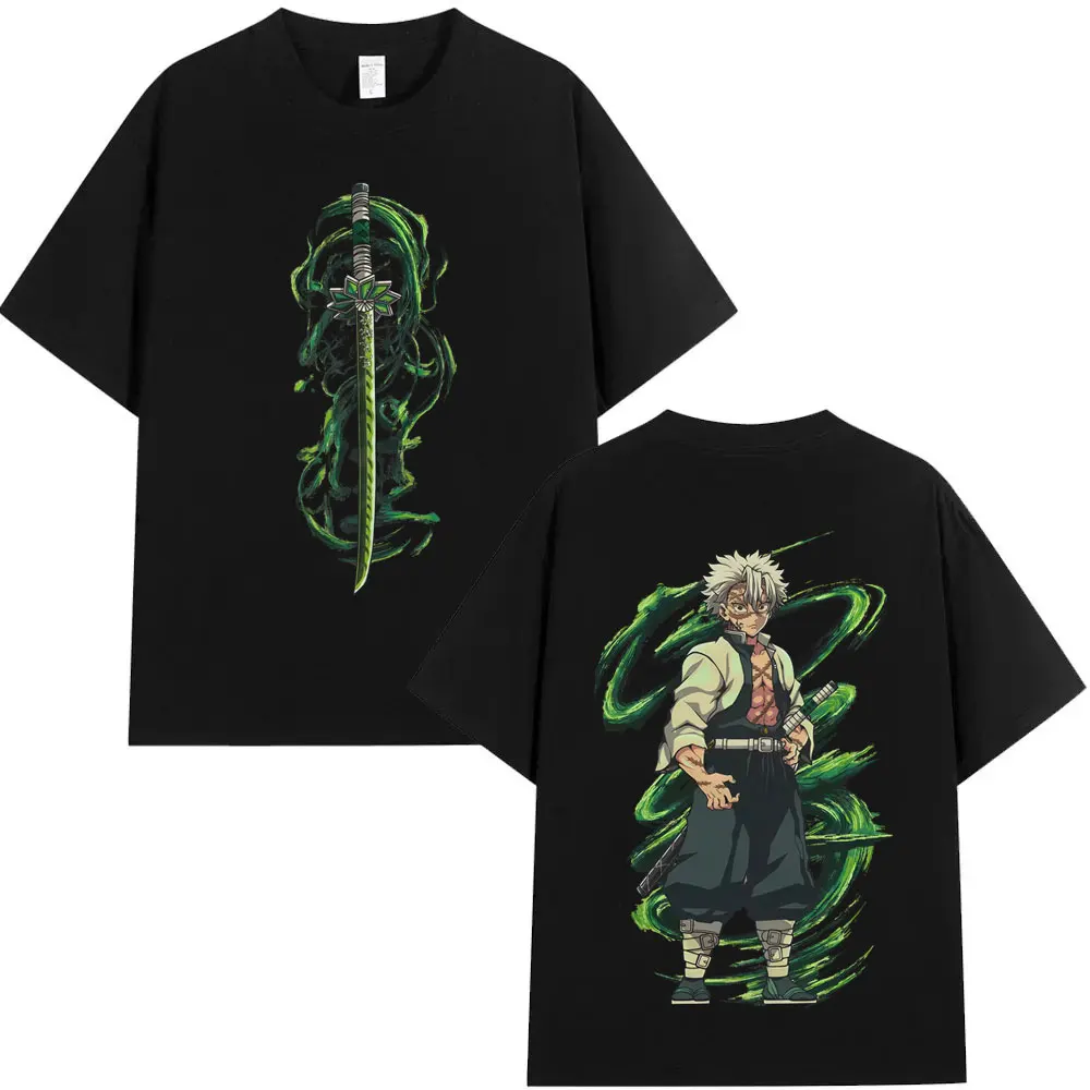 Anime Demon Slayer Wind Hashira Shinazugawa Sanemi Grafik T-shirt Männer Frauen Cartoon Casual T Shirts 100_ Baumwolle Kurzarm
