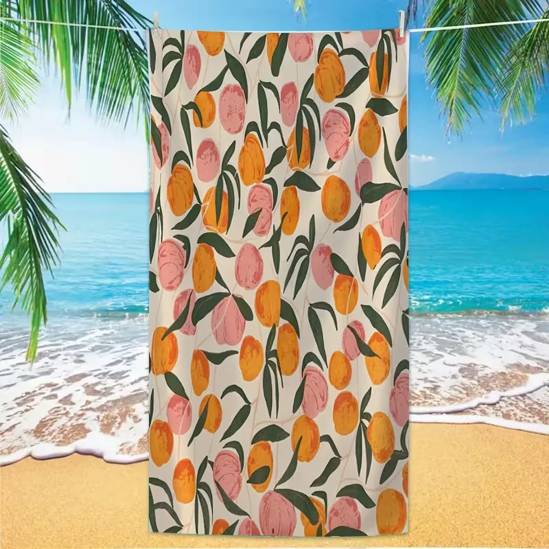 Papaya Plumeria Monstera Fruit Polka Dot Beach Towel Sand Free Quick Dry Towel Tropical Summer Fruit Leaf Print Blanket