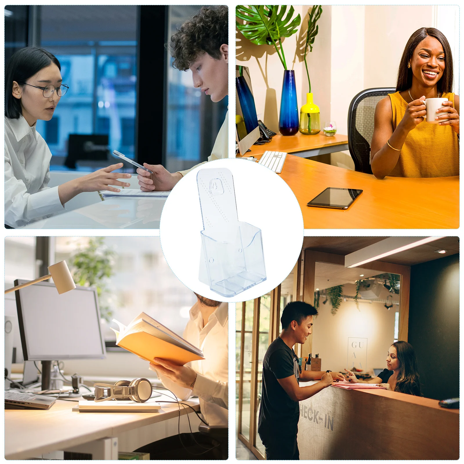 2Pcs A6 Literature Rack Transparent Acrylic Brochure Holder for Magazines Catalogs Booklets Display Hanging Office Organization