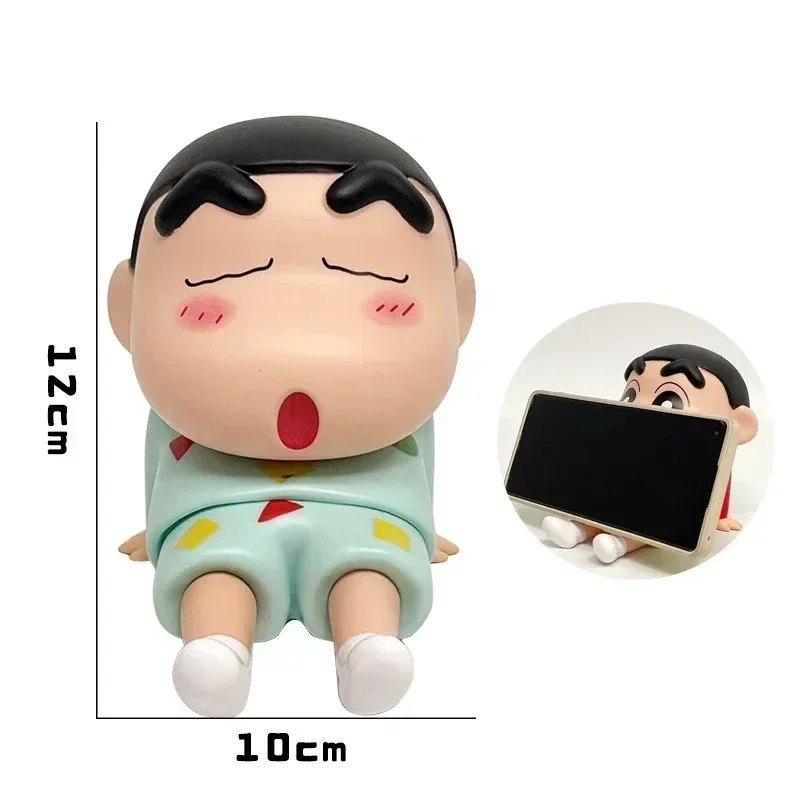 Kawaii Crayon Shin-Chan Figures Phone Holder Anime Desktop Ornaments Cartoon Watching TV Phone Support Cute Doll Decorations view 6