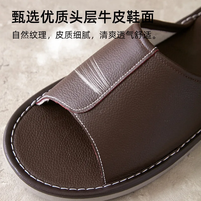 Big Size 48 49 50 Slippers Men Cow Leather home male indoor house for Men\'s slippers women man slipper Luxury soft Flat shoes