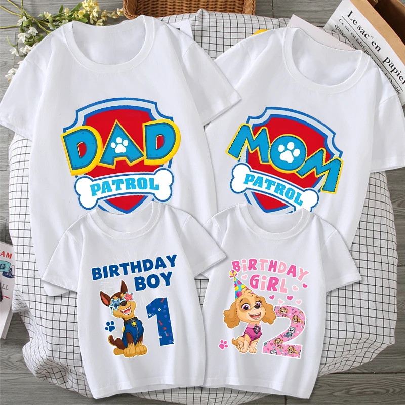 Camisetas de la patrulla canina para padres e hijos, ropa bonita de dibujos animados de Anime para padres e hijos, camisa de manga corta a la moda de verano para hombres, mujeres y niños, regalo